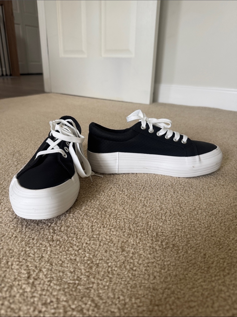 Amazon Black Canvas Platform Sneakers with White Sole